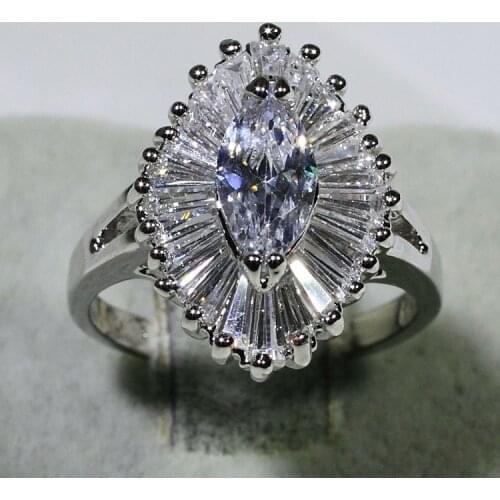 Luxury Fashion Women White Zircon Rings for Wedding Engagement Promise Bridal Ring Set Jewelry