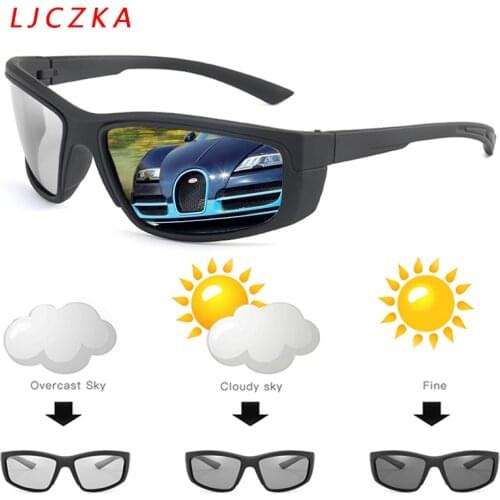 Photochromic Sunglasses Mens Polarized Driving Chameleon Glasses Male Change Color Sunglasses Day Night Driving Eyewear UV400