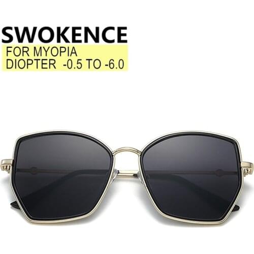 SWOKENCE Alloy Frame Myopia Sunglasses With Diopter Women Men Shortsighed Glasses Nearsighted Spectacles UV400 Polarized SA11