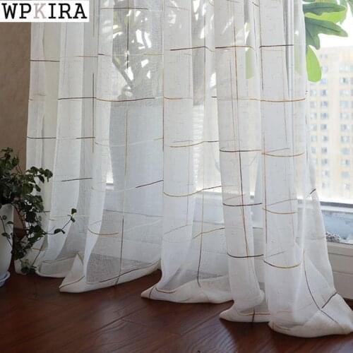 White Tulle Curtain for Living Room Lattice Pattern Sheer Voile Drape Kitchen Window Curtain Blinds Modern M053&B