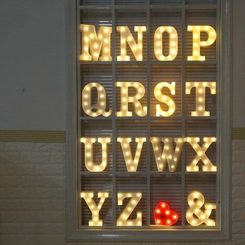 LED Letter light Home Wedding Decor Alphabet LED Romantic Letter Lights Light Up White Plastic Letters Standing Hanging N-Z