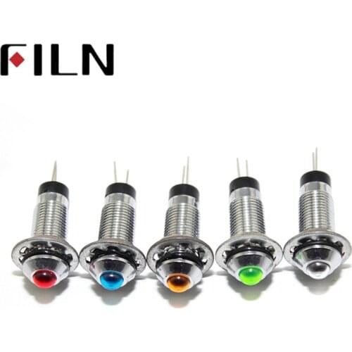FILN FL1M-8SJ-3 metal LED indicator light 8mm red yellow blue green white 12v 110v 24v 220v with pins