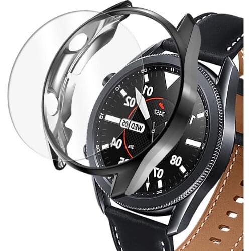 Galaxy watch 3 45mm 41mm Screen Protector + case TPU Plated cover for samsung galaxy watch 3 HD Tempered Glass hard film Bumper