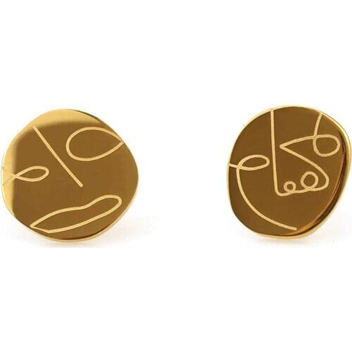 New 2021 Trend Minimalist Abstract Art Face Earrings Niche Designer Stud Earrings Accessories for Women Simplee Jewellery