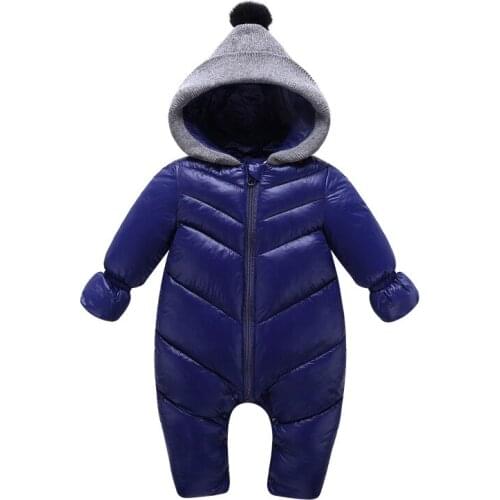 Newborn Baby winter clothes Baby snowsuit cotton down Rompers windproof new born girl boy Warm winter rompers with fur Hooded