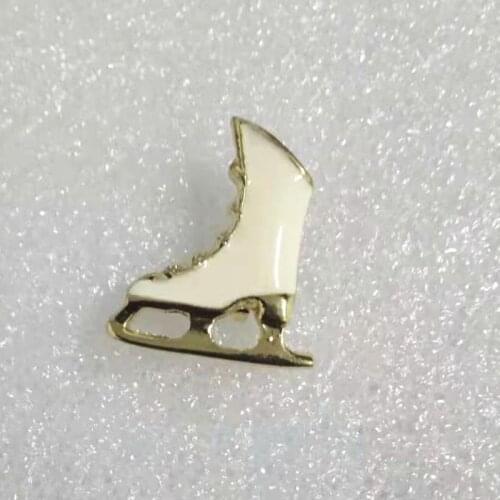10pcs/lot fashion jewelry accessories gold metal delicate enamel ice skates shoe brooches pins for women small size