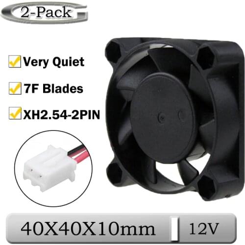 2pcs Gdstime 12V 40x40x10mm 40mm Brushless DC Quieter Cooling Fan 40x10mm 4cm Mini 3D Printer Exhaust Cooler Fan