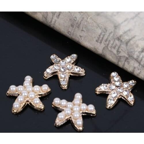 2016New 100Pcs Alloy Star starfish Buttons/Buckle for DIY hair and phone case accessories ZJ170
