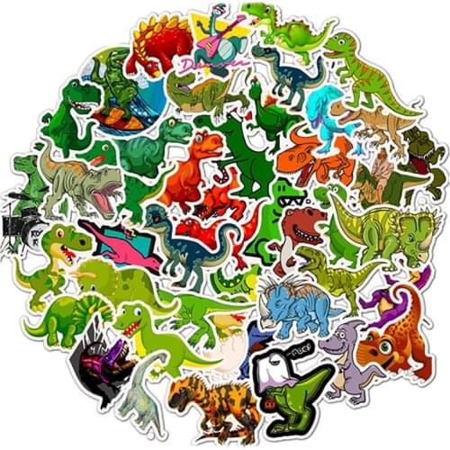 50Pcs/Set Cute Cartoon Dinosaur Stickers DIY Phone Snowboard Laptop Luggage Fridge Guitar Graffiti Waterproof Classic Stickers
