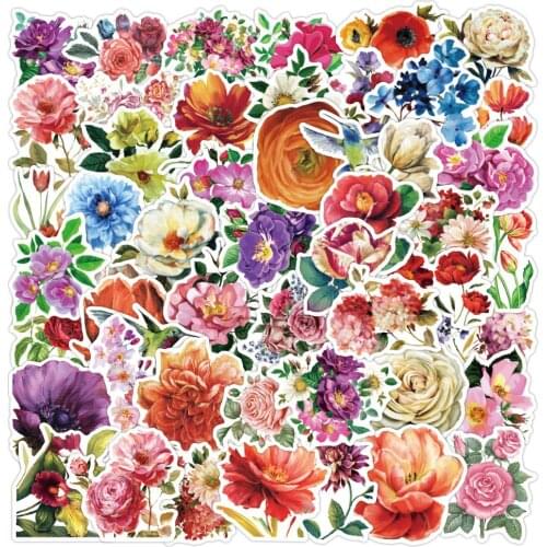 50pcs Rose FLowers Stickers For Stationery Notebooks Kscraft Flower Sticker Aesthetic Scrapbook Supplies Scrapbooking Material