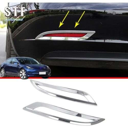 ABS Chrome Rear Fog Light Lamp Cover Trim Molding Bezel Garnish For Tesla Model 3 2017 2018 2019