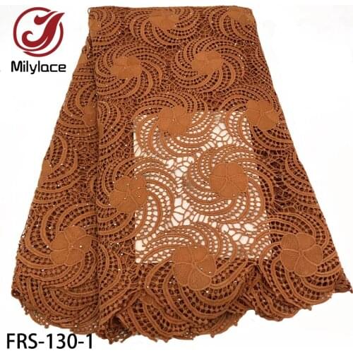 African Cord Lace Fabric Guipure Lace Fabric with Stone 5yards Embroidered Nigerian Lace Fabrics for Dress FRS-130