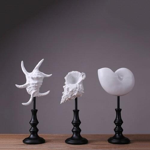 Mediterranean Style Resin Home Decoration Accessories Creative Crafts Starfish Conch Carving for Marine Decor Wedding Gifts