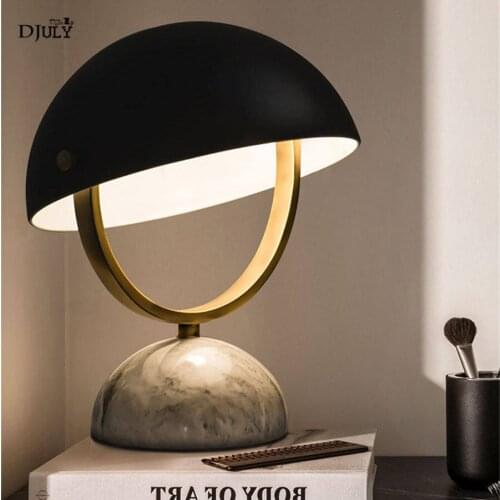 Art deco Marble base Iron hat table lamp luxury home deco reading desk light study office retro decoration bedroom bedside lamp