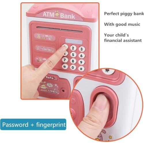 Automatic Electronic Piggy Bank ATM Password Money Box Cash Coin Saving Box ATM Bank Safe Box Automatic Deposit Banknote Toys