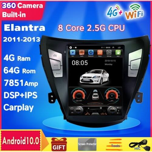 Android 10 10.4" vertical Tesla screen car gps radio navigation player for Hyundai Elantra MD 2012 for Avante MD 2011 2012 2013
