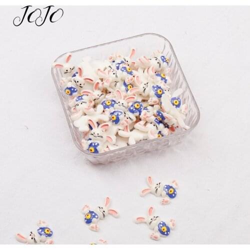 JOJO BOWS 10pcs DIY Craft Supplies Easter Rabbit Planar Resin Patches Accessories DIY Hairbow Holiday Decoration Apparel Sticker