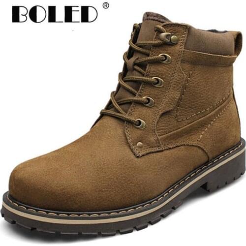 Fashion Boots Men Super Warm Snow Boots Natural Leather Ankle Boots Plus Size Waterproof Rubber Winter Shoes Men