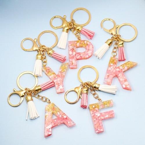 Letter Pendant Keychains Resin Key Chains Rings For Women Cute Acrylic Glitter Keyring Holder Charm Bag Bag Couple Gifts