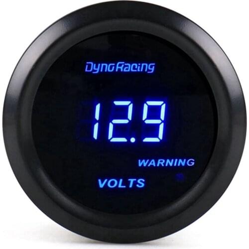 Dyno Racing 2 Inch 52mm Knob Type Plastic Mount Digital Display Voltmeter