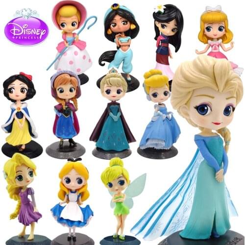 Disney Princess Series Action Figure Frozen Aisha Model 23 Style Cake Plug-In Figure Tinker Bell Mermaid Ariel Mulan Girls Toys