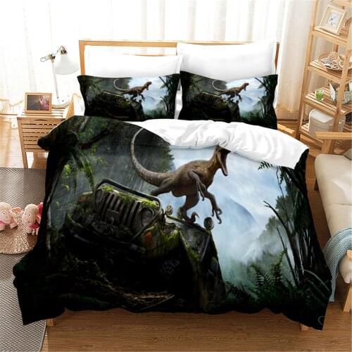 Aniaml Bedding Set 3D Printing Dinosaur Cartoon Home Textile 2/3pcs Kids Boys Duvet Cover Sets Queen/Twin/King Size Bedclothes