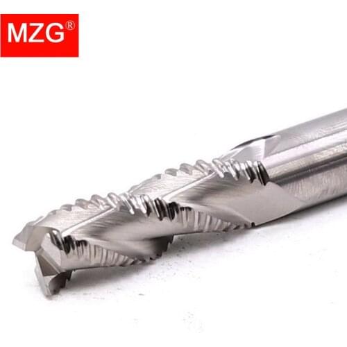MZG 1PCS HRC55 3 Flute Rough End Mill 4mm 6mm 8mm CNC Machining Tool Lathe Aluminum Milling Cutter Flat Roughness End Mill