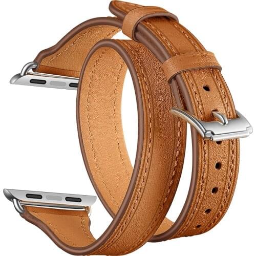 Leather Band for Apple watch band Iwatch Series 5 4 3 2 1 40/44mm Leather Strap 38mm 42mm Double Tour Bracelet Womens Watchband