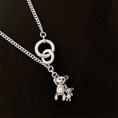 Miuoxion Retro Double Circle Bear Necklace Fashion Personality Punk Party Jewelry For Women Feature Nmour Charm Gift All Seasons