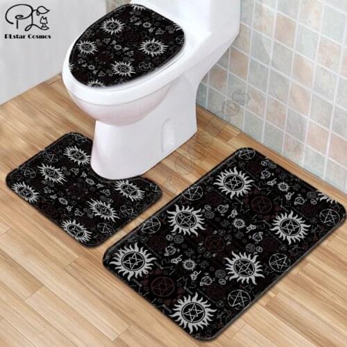 Cartoon funny Psychedelic pattern 3D printed Bathroom Pedestal Rug Lid Toilet Cover Bath Mat Set drop shipping style-3