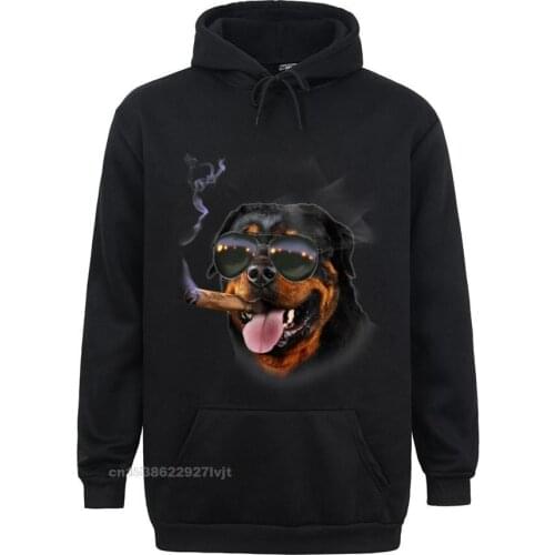 Hoodie Rottweiler With Cigar Wearing Aviator Sunglass Dog Cotton Men Hoodie Group Streetwear Custom Retro