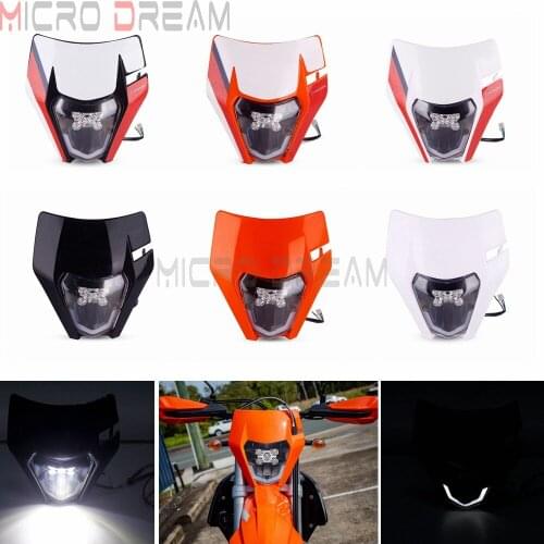MX Enduro Dirt Bike LED Hi/Lo Beam Head Light for Honda Suzuki Yamaha EXC EXC-F XC-W Six Days WR TTR 250 450 Headlight Fairing