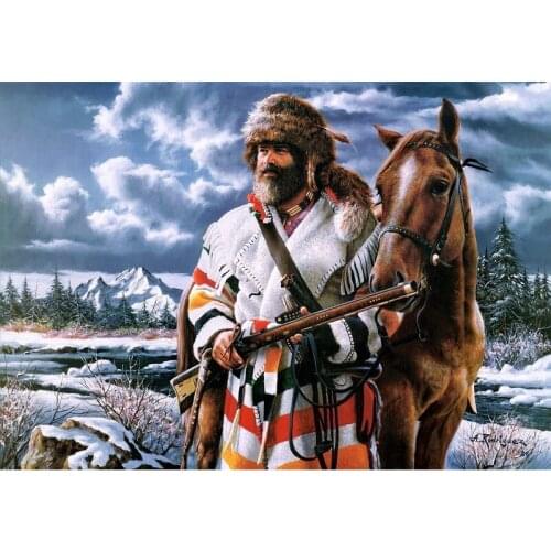 5D Diy Diamond Painting Hunter and Horse Cross Stitch Kit Full Drill Embroidery Mosaic Art Picture of Rhinestones Decor