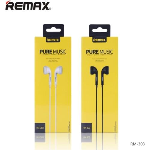 Remax RM-303 High Quality Low price Pure Music with mic Earphone 3.5MM AUX For All Kinds OF Phones/Tablet PC/For Samsung iPhone