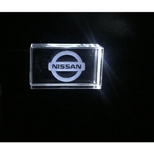 Nissan crystal + metal USB flash drive pendrive 4GB 8GB 16GB 32GB 64GB 128GB External Storage memory Drive ustom DIY 3D Logo