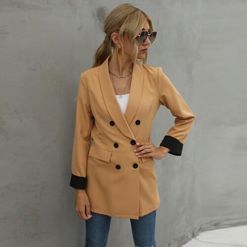 New Spring 2021 Khaki Slim Long Sleeves Trench Coat for Women Windbreaker Streetwear Ka28