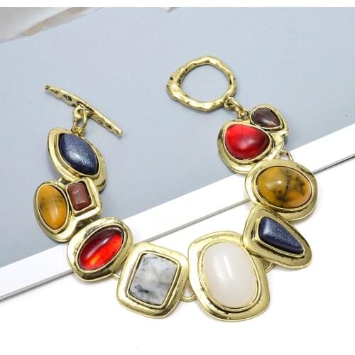 Wholesale Luxury Charming Stone Bracelet Heart Shaped Crystal Bohemian Statament za Jewelry Bangle For Women Gift