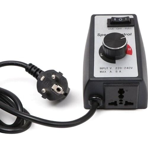 Universal EU Plug 230V 8A Stepless Motor Speed Controller Adjuster Duct Fan Governor Switch Dimmer Electric Speed Regulator