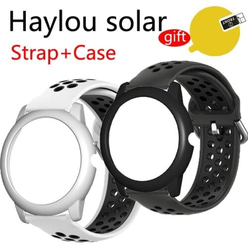 7in1 For XiaoMi Haylou Solar Strap Sport Silicone Watchband For Haylou LS05 Smart watch case Breathable Bracelet +screen film