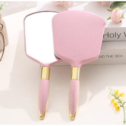 Hand Held Cosmetic Mirror European Portable Small Handle Mirror With Handle Beauty Salon Mirro