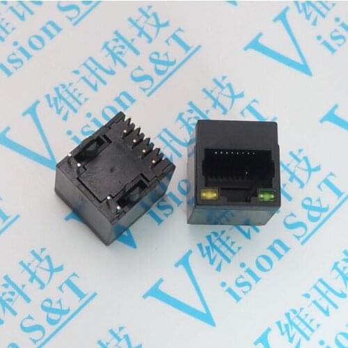 Network socket RJ45 5224 Full Plastic Bring Lamp 8P8C Network Socket Vertical 180 Degree Bring Shield LED Lamp