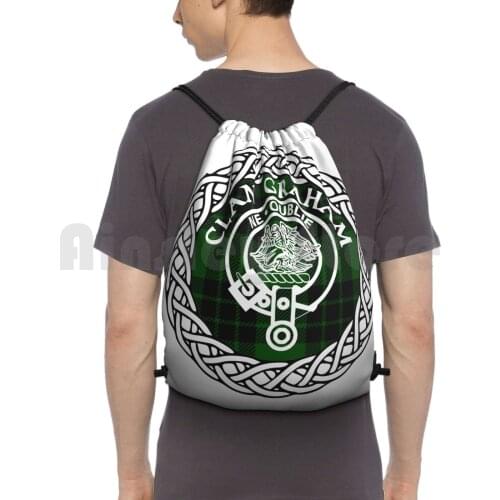 Scottish Clan Surname Last Name Tartan Crest Badge Backpack Drawstring Bags Gym Bag Waterproof Heraldry Coat Of Arms