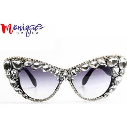 Fashion Sunglasses Oversize Cat Eye Sunglasses Women Brand Designer Luxury Colorful Crystal Sexy Sun Glasses For Ladies Oculos