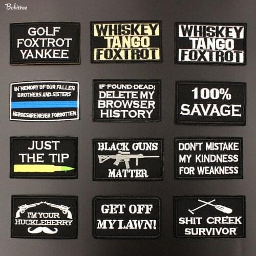 Tactical Black Letters Words Logo Iron on Patches for Jacket Jeans Embroidered Badges DIY Applique Stickers