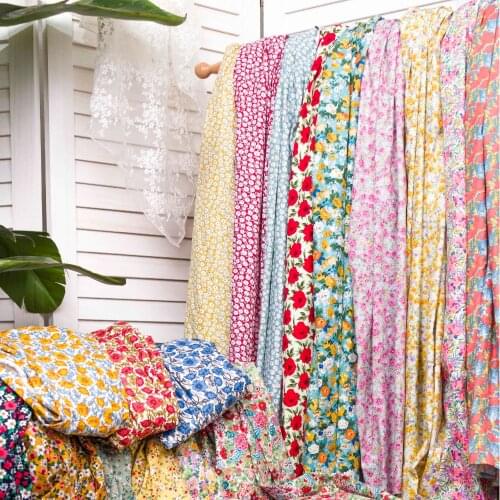 140x50cm 40s Spring and Summer Printed Floral Cotton Poplin Sewing Fabric, Making Girls' Dress Clothing Cloth