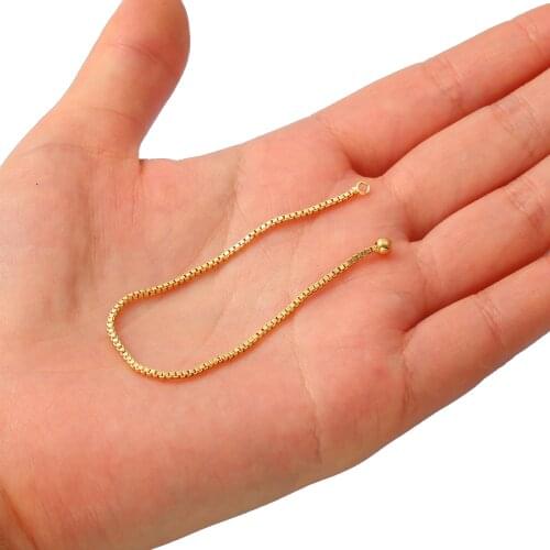18K Gold Plated 2Pcs 14cm Copper Necklace Extension Chain Bulk Bracelet Chains Tail Extender For DIY Jewelry Making Findings