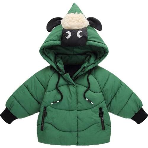 Thickened Childrens Hooded Down Cotton Outerwear in Autumn Winter Baby Boys Girls New Cartoon Warm Coat Jacket Kids Clothes