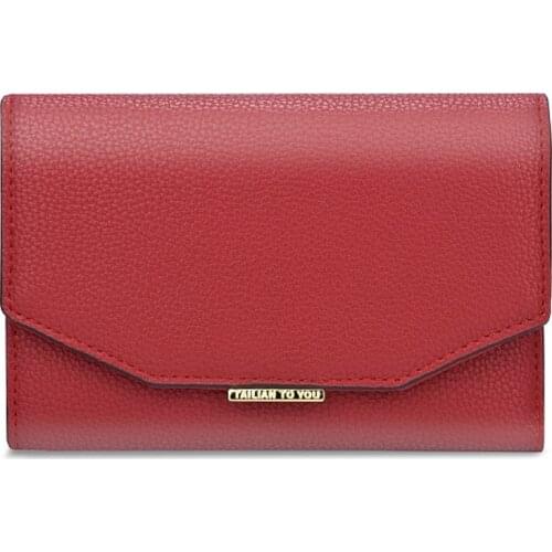 Vintage Womens PU Soft Leather Short Tri-Fold Coin Purse Genuine Zipper Wallet Casual Red Blue Pink