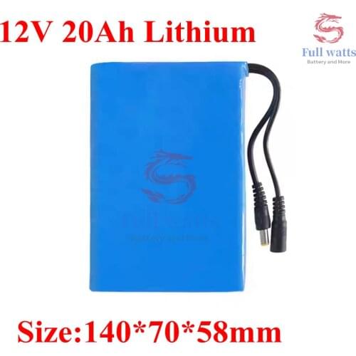 High Quality Super Rechargeable Portable 12v 20000mAh Lithium-ion Battery Pack DC 12.6V 20Ah Battery with EU Plug + Charg