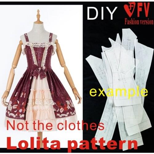 DIY handmade Lolita female soil sling dress clothing pattern 1:1 sewing design drawing LOLI-15